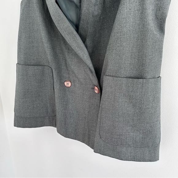 VINTAGE Grey Sleeveless Double Breasted Blazer Size 12 - Picture 4 of 14